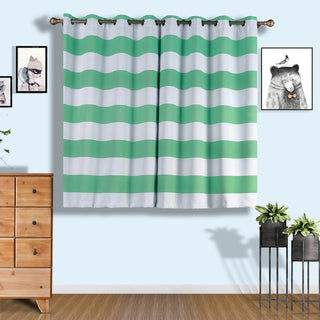 Elevate Your Space with White/Mint Cabana Stripe Thermal Blackout Window Curtain Grommet Panels