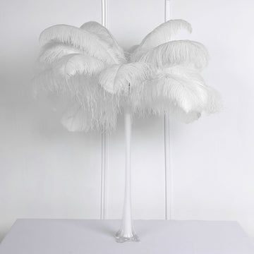 12 Pack White Natural Plume Ostrich Feathers Centerpiece Filler - 24"-26"