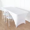 6ft White Open Back Stretch Spandex Table Cover, Rectangular Fitted Tablecloth
