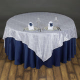 72x72Inch White Pintuck Table Overlay, Square Tablecloth Topper