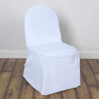 Elevate Your Event with the White Polyester Banquet Chair Cover