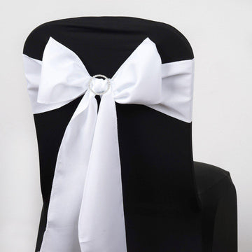 5 Pack | 6"x108" White Polyester Chair Sashes