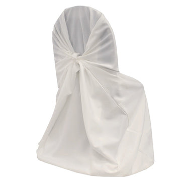 White Polyester Self-Tie Universal Chair Cover, Folding, Dining, Banquet and Standard Size Chair Cover