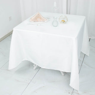 Experience Unmatched Elegance with the 70x70 White Premium Seamless Polyester Square Tablecloth