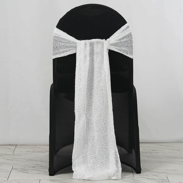 5 Pack 12"x108" White Sequin Chair Sashes