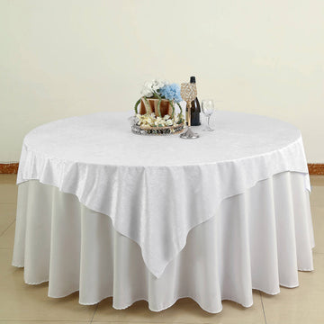72"x72" White Premium Soft Velvet Table Overlay, Square Tablecloth Topper