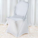 White Premium Spandex Stretch Fitted Folding Chair Cover With Foot Pockets - 220 GSM