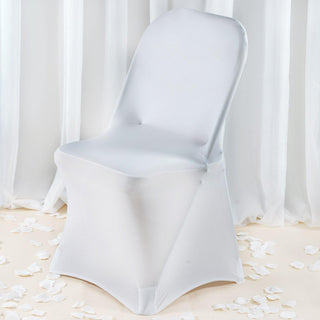 White Premium Spandex Stretch Fitted Folding Chair Cover - Elevate Your Event Decor
