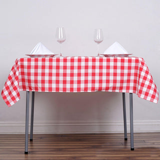 Elegant and Versatile White/Red Buffalo Plaid Square Tablecloth