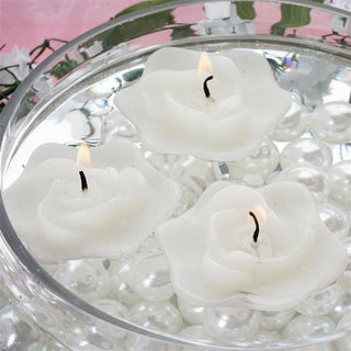 Enhance Your Event Decor with 2.5" White Rose Flower Floating Candles