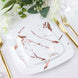 10 Pack | 6inch White / Rose Gold Marble Square Plastic Appetizer Snack Plates, Disposable Plates