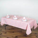 Buffalo Plaid Tablecloth | 60x102 Rectangular | White/Rose Quartz | Checkered Polyester Linen Tablecloth