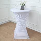 32inch White Rouched Pleated Heavy Duty Spandex Cocktail Table Cover