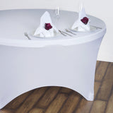 White Stretch Spandex Fitted Round Tablecloth 60 in for 5 Foot Tables