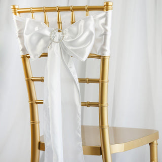 Elegant White Satin Chair Sashes for a Luxurious Touch