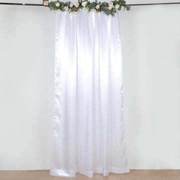 8ftx10ft White Satin Event Curtain Drapes, Backdrop Event Panel