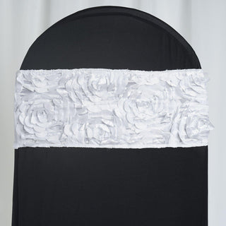 Elegant White Satin Rosette Chair Sashes for Stunning Décor