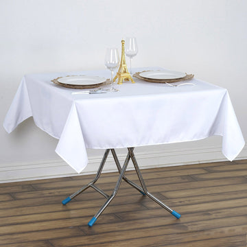 54"x54" White Seamless Premium Polyester Square Tablecloth - 220GSM