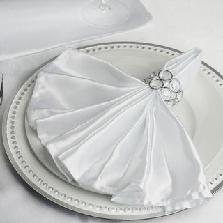 White Seamless Satin Cloth Dinner Napkins - Add Elegance to Your Table