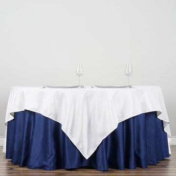 90"x90" White Seamless Square Polyester Table Overlay