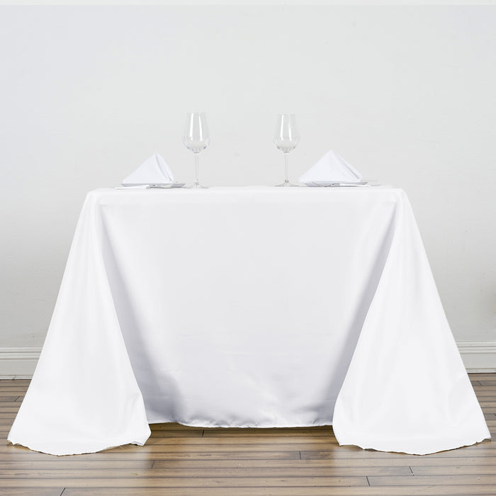90inch White Seamless Square Polyester Tablecloth