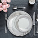 10 Pack | 6inch White / Silver Swirl Rim Disposable Salad Plates, Round Plastic Dessert Plates