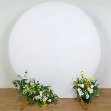 7.5ft White Soft Velvet Fitted Round Event Party Backdrop Cover