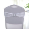 5 pack | 5"x14" White Spandex Stretch Chair Sash with Silver Diamond Ring Slide Buckle