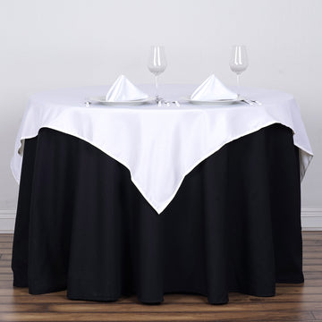 54"x54" White Square Seamless Polyester Table Overlay