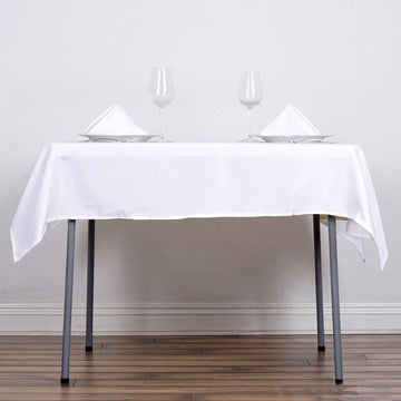 54"x54" White Square Seamless Polyester Tablecloth