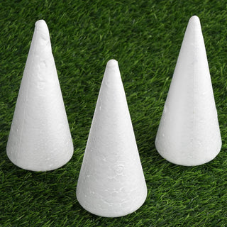 12 Pack | 8" White Styrofoam Cone for DIY Crafts