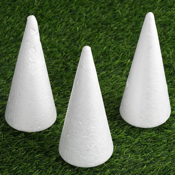 12 Pack 8" White Styrofoam Cone, Foam Cone For DIY Crafts