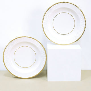 Elegant and Stylish White Sunray Gold Rimmed Dessert Appetizer Paper Plates