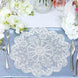 6 Pack | 15inch White Vintage Floral Lace Vinyl Placemats, Non-Slip Dining Table Mats