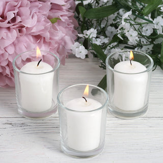 Elegant White Votive Candle and Clear Glass Votive Holder Candle Set