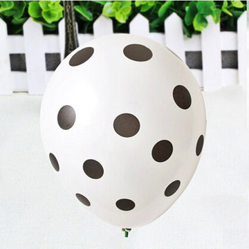 25 Pack 12" White and Black Fun Polka Dot Latex Party Balloons