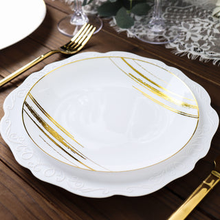 Elegant White and Gold Dessert Plates for Your Special Event