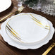 10 Pack | White & Gold Brush Stroked 7inch Round Plastic Dessert Plates