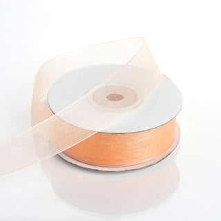 Peach Organza Ribbon for DIY Crafts and Decorations