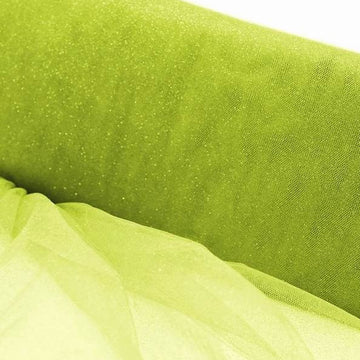 54"x15 Yards Apple Green Princess Glitter Tulle Fabric Bolt