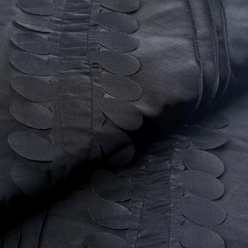 54"x5 Yards Black Petal Taffeta Fabric Bolt, Leaf Taffeta DIY Craft Fabric Roll
