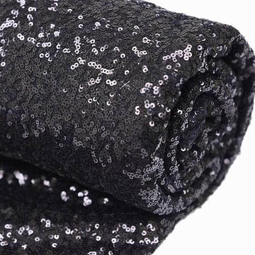 54"x4 Yards Black Premium Sequin Fabric Bolt, Sparkly DIY Craft Fabric Roll