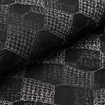 54"x4 Yards Black / Silver Buffalo Plaid Polyester Fabric Roll, Checkered Netting DIY Craft Fabric Bolt