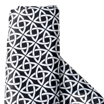 54"x10 Yards Black White Zen Design Satin Fabric Bolt, DIY Craft Fabric Roll