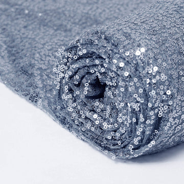 54"x4 Yards Dusty Blue Premium Sequin Fabric Bolt, Sparkly DIY Craft Fabric Roll