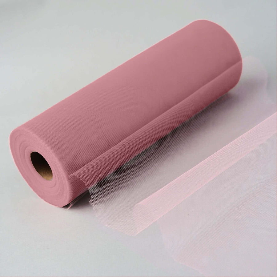 12inches x 100 Yards Dusty Rose Tulle Fabric Bolt, Sheer Fabric Spool Roll For Crafts