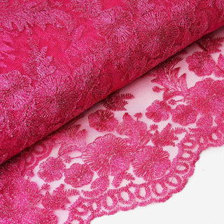Elevate Your Event Decor with Fuchsia Floral Embroidered Lace