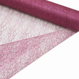 19" | 5 Yards Fuchsia Glitter Deco Mesh Abaca Scrunch Roll | Wholesale Fabric