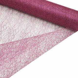 Fuchsia Glitter Deco Mesh Abaca Scrunch Roll - Add Glamour to Your Event Decor