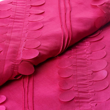 54"x5 Yards Fuchsia Petal Taffeta Fabric Bolt, Leaf Taffeta DIY Craft Fabric Roll